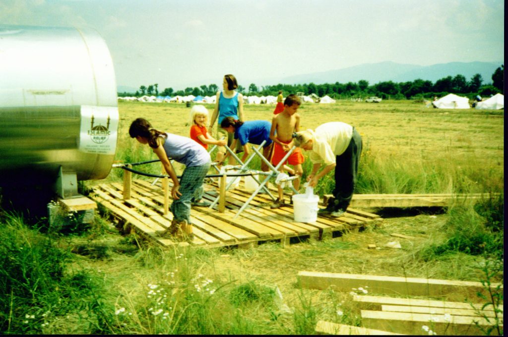 Refugees of the Srebrenica massacre in a camp in Tulza